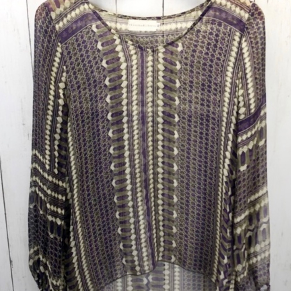 SOLD!Johnny Was  "Love & Liberty", top S, semi-sheer,100%silk, , beautiful!  NEW